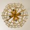 Glass and Brass Floral Three Tiers Light Fixture, 1970s, Image 4