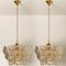 Glass and Brass Floral Three Tiers Light Fixture, 1970s 14