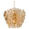 Glass and Brass Floral Three Tiers Light Fixture, 1970s 2