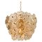 Glass and Brass Floral Three Tiers Light Fixture, 1970s, Image 2