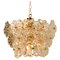 Glass and Brass Floral Three Tiers Light Fixture, 1970s, Image 1