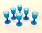 Mid-Century Wine Goblets in Turquoise and White Murano Glass by Carlo Moretti, Set of 6 3