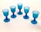 Mid-Century Wine Goblets in Turquoise and White Murano Glass by Carlo Moretti, Set of 6 2