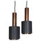 Copper and Black Painted Aluminium Pendant Lights in the Style of Stilnovo, 1960s, Set of 2 1