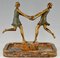 Fugère, Art Deco Centerpiece, Two Dancers, 1925, Bronze and Marble 8