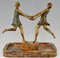 Fugère, Art Deco Tafelaufsatz, Zwei Tänzer, 1925, Bronze und Marmor 8