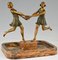 Fugère, centro de mesa Art Déco, dos bailarines, 1925, bronce y mármol, Imagen 2