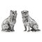 19th Century Victorian Solid Silver Cat & Dog, Salt & Pepper, London, 1876, Set of 2 1