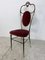 Vintage Regency Style Brass and Red Velvet Chair, 1950s 2