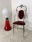 Sedia vintage in stile Regency in ottone e velluto rosso, anni '50, Immagine 6