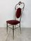 Sedia vintage in stile Regency in ottone e velluto rosso, anni '50, Immagine 1