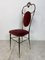 Vintage Regency Style Brass and Red Velvet Chair, 1950s, Image 1