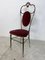 Chaise Style Regency Vintage en Laiton et Velours Rouge, 1950s 8