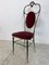 Sedia vintage in stile Regency in ottone e velluto rosso, anni '50, Immagine 4