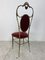 Vintage Regency Style Brass and Red Velvet Chair, 1950s, Image 3
