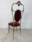 Sedia vintage in stile Regency in ottone e velluto rosso, anni '50, Immagine 7