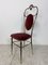 Sedia vintage in stile Regency in ottone e velluto rosso, anni '50, Immagine 5