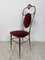 Vintage Regency Style Brass and Red Velvet Chair, 1950s 5