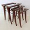 Mahogany Nesting Tables by Maxime Old, France, 1940, Set of 3 1
