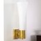 Vintage Italian Brass Wall Lamp with Satin White Shade from Stilnovo 8