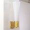 Vintage Italian Brass Wall Lamp with Satin White Shade from Stilnovo 6