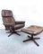 Swedish Leather Loungechair with Footrest, 1970s 2