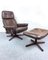 Swedish Leather Loungechair with Footrest, 1970s, Image 2