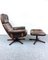 Swedish Leather Loungechair with Footrest, 1970s, Image 1