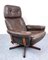 Swedish Leather Loungechair with Footrest, 1970s 4