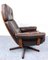 Swedish Leather Loungechair with Footrest, 1970s 3