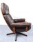 Swedish Leather Loungechair with Footrest, 1970s, Image 3