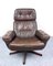 Swedish Leather Loungechair with Footrest, 1970s 6