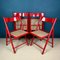 Mid-Century Red Folding Dining Chairs, Italy, 1980s, Set of 4 1