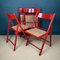 Mid-Century Red Folding Dining Chairs, Italy, 1980s, Set of 4 2