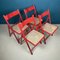 Mid-Century Red Folding Dining Chairs, Italy, 1980s, Set of 4 3