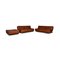 Brown Leather Tema 2-Seat Sofas with Sleep Function and Stool Set by Franz Fertig, Set of 3, Image 1