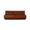 Brown Leather Tema 2-Seat Sofas with Sleep Function and Stool Set by Franz Fertig, Set of 3 2