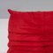 Togo Red Alcantara Armchair and Footstool by Michel Ducaroy for Ligne Roset, Set of 2 5