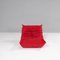 Togo Red Alcantara Armchair and Footstool by Michel Ducaroy for Ligne Roset, Set of 2, Image 9