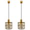 Brass and Topaz Iron Glass Pendant Lights from Kalmar, 1960s, Set of 2, Image 1