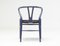 Lila CH24 Wishbone Stuhl mit schwarzem Sitz aus Papierkordel von Hans Wegner für Carl Hansen 4