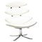 Silla EJ5 Corona de cuero blanco de Poul Volther, Imagen 1