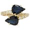Modern Pear-Cut Sapphire, Diamonds and 18 Karat Yellow Gold You and Me Ring 1