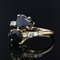 Modern Pear-Cut Sapphire, Diamonds and 18 Karat Yellow Gold You and Me Ring 8