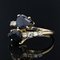 Modern Pear-Cut Sapphire, Diamonds and 18 Karat Yellow Gold You and Me Ring, Image 8