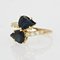 Modern Pear-Cut Sapphire, Diamonds and 18 Karat Yellow Gold You and Me Ring 3
