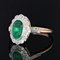 19th Century Emerald and Diamonds Cluster Ring in 18 Karat Rose and White Gold 4