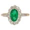 19th Century Emerald and Diamonds Cluster Ring in 18 Karat Rose and White Gold 1