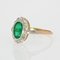 19th Century Emerald and Diamonds Cluster Ring in 18 Karat Rose and White Gold 6