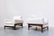 Weiße Mid-Century Modern Armlehnstühle aus Nussholz von Saporiti, Italien, 1960er, 2er Set 4